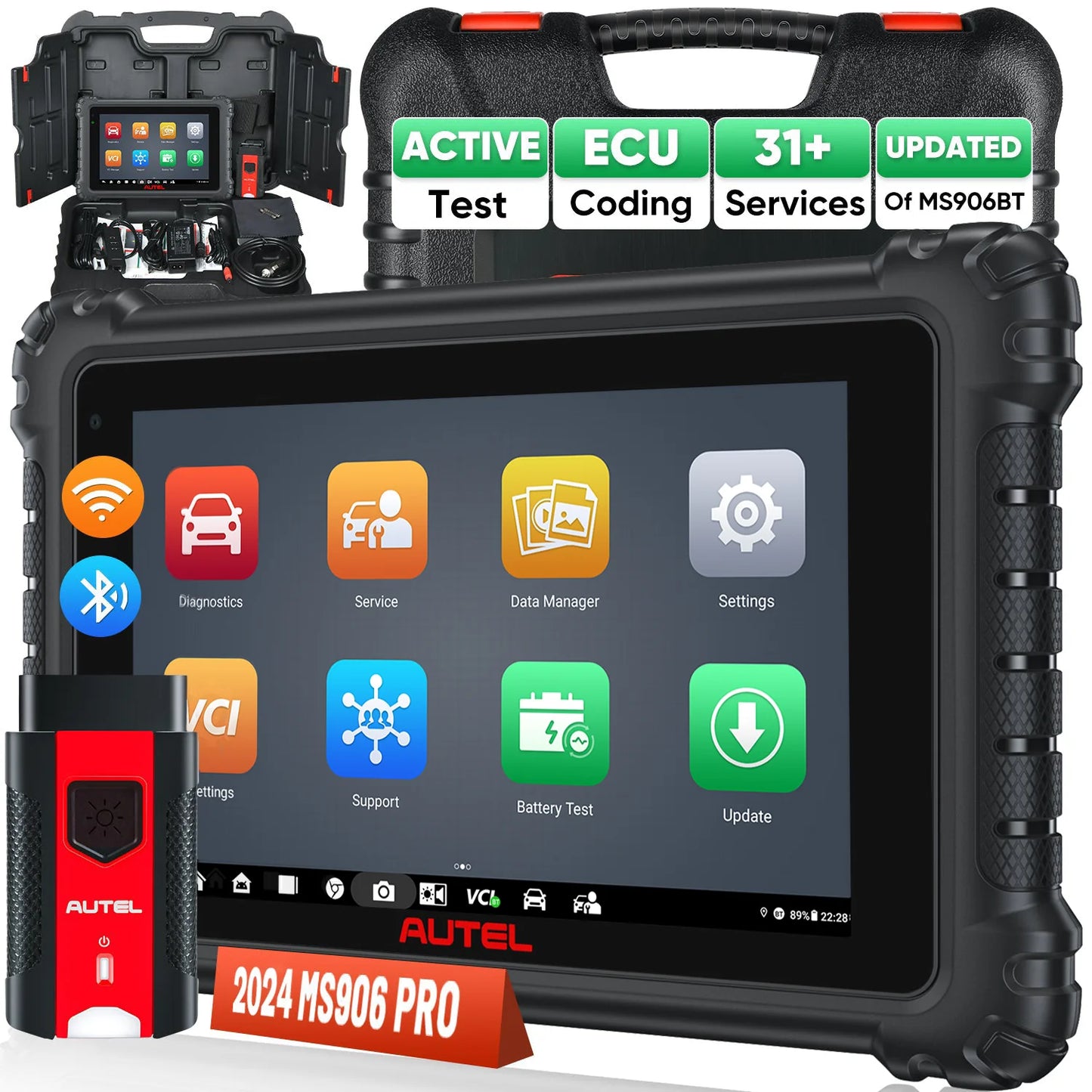 Autel MaxiSYS MS906 Pro Diagnostic Scanner, 2 Years Update Online, Advanced ECU Coding, Adaptations, 31+ Services