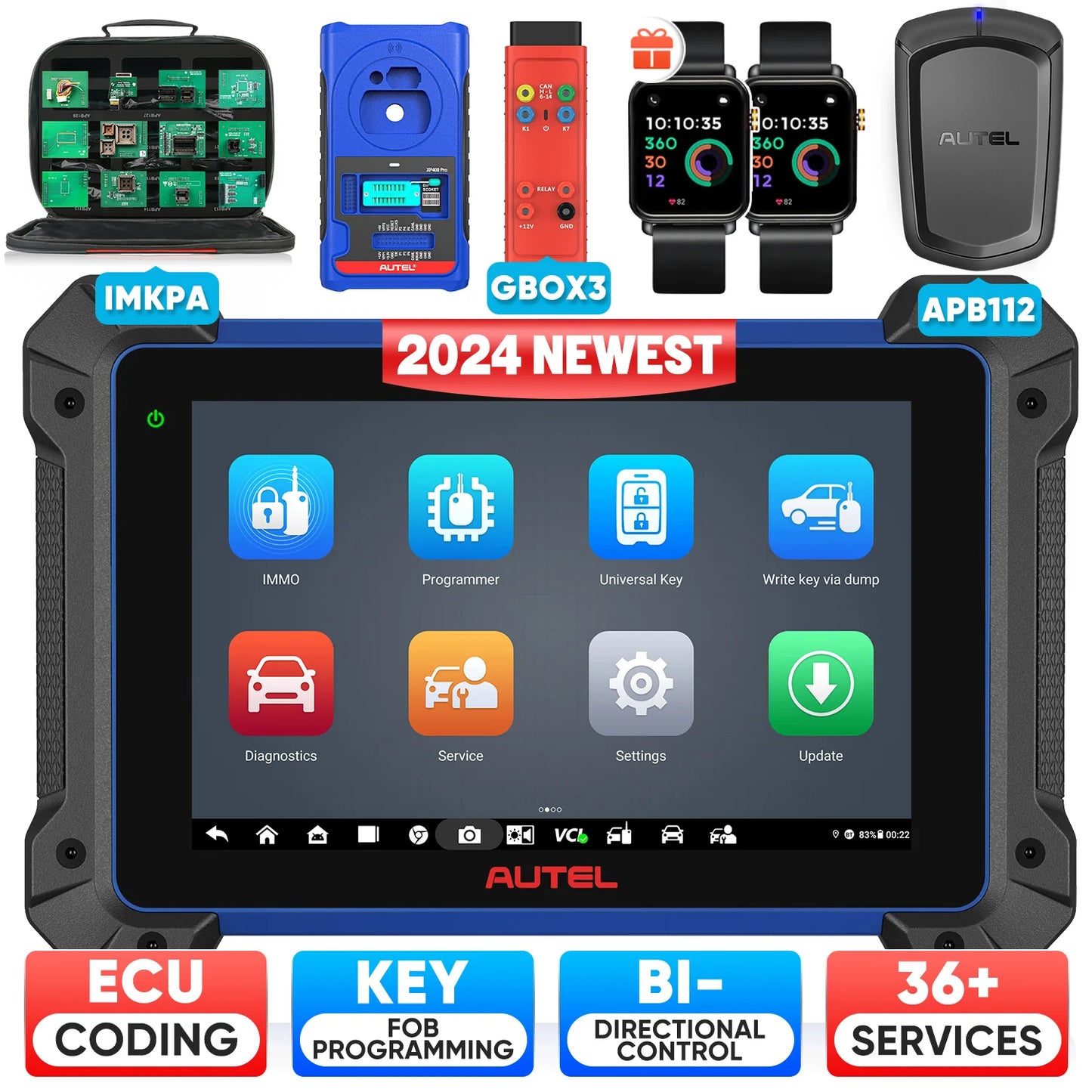 Autel MaxiIM IM608 PRO II Key Programming Tool Full Adapters Bundle + Free Gift Otofix Smart Key Watch