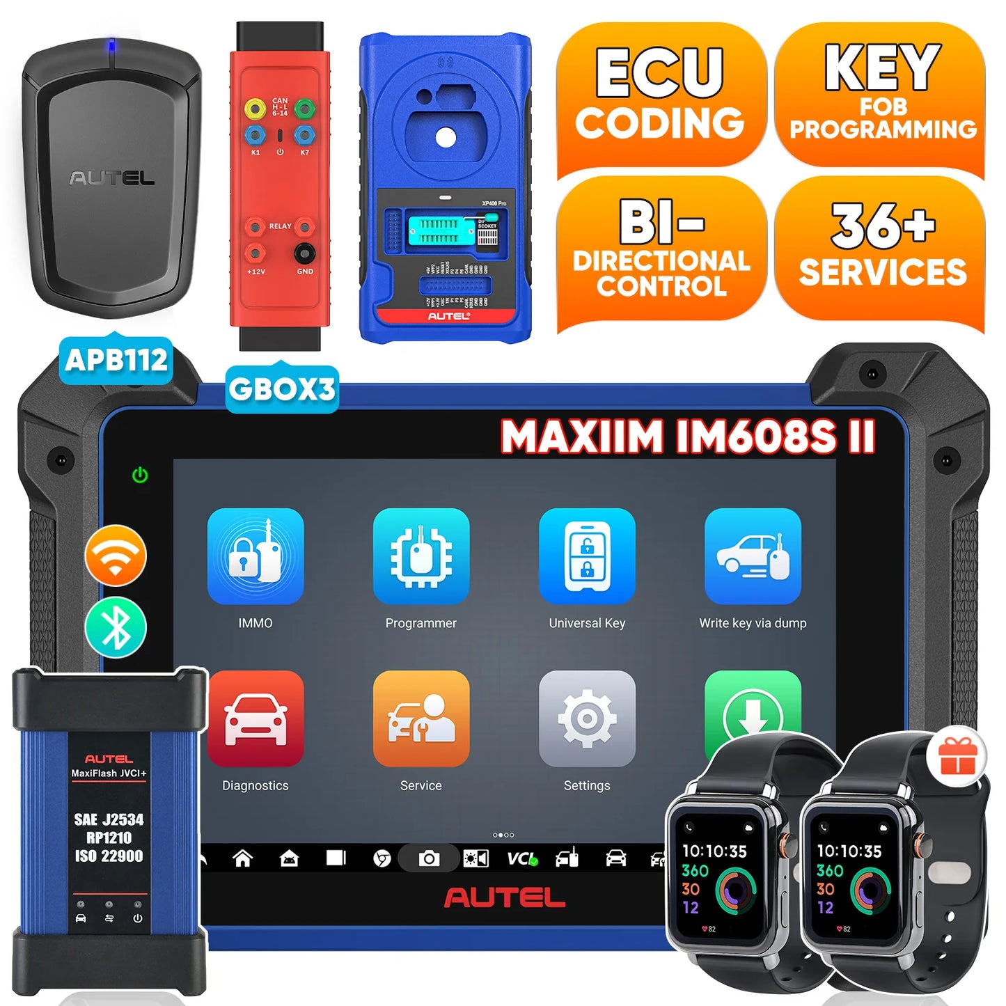 Autel MaxiIM IM608 PRO II Key Programming Tool Full Adapters Bundle + Free Gift Otofix Smart Key Watch