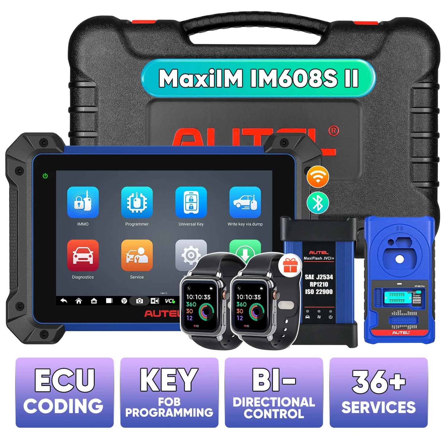 Autel MaxiIM IM608 PRO II Key Programming Tool Full Adapters Bundle + Free Gift Otofix Smart Key Watch