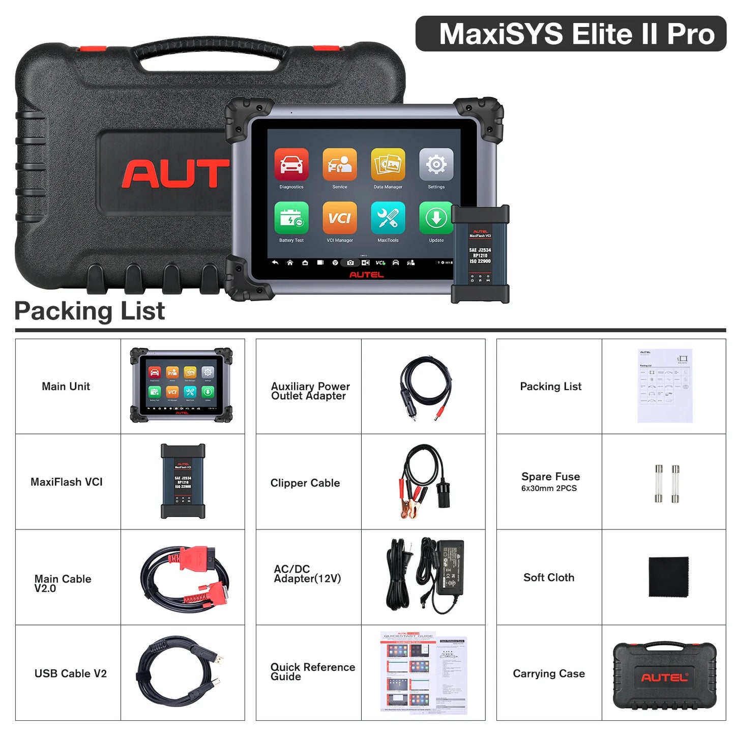 Autel Maxisys Elite II Pro Automotive Diagnostic Tool, 2 Years Free Update Online, Bi-Directional Scanner With MaxiFlash VCI, 38+ Services