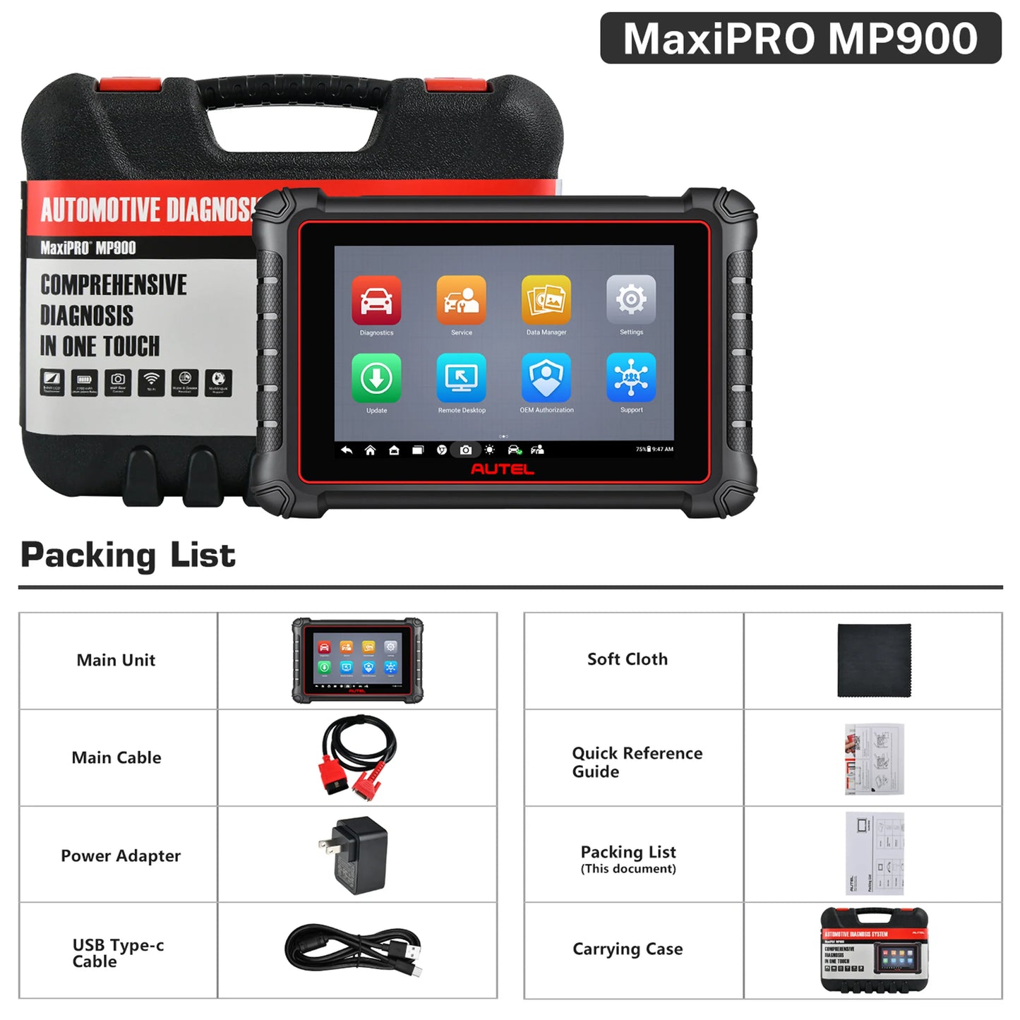 Autel MaxiPRO MP900 All System Diagnostic Scanner, ECU Coding, Bi-directional Control