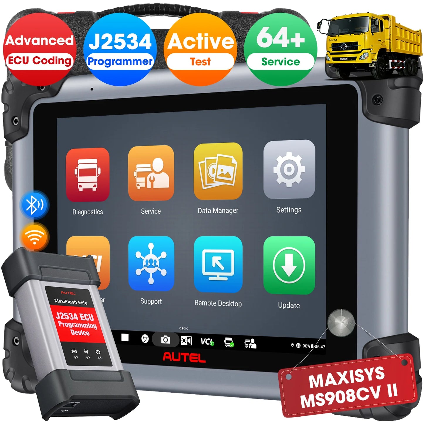 Autel Maxisys MS908CV II Heavy Duty Truck Scanner with J2534 ECU Programming