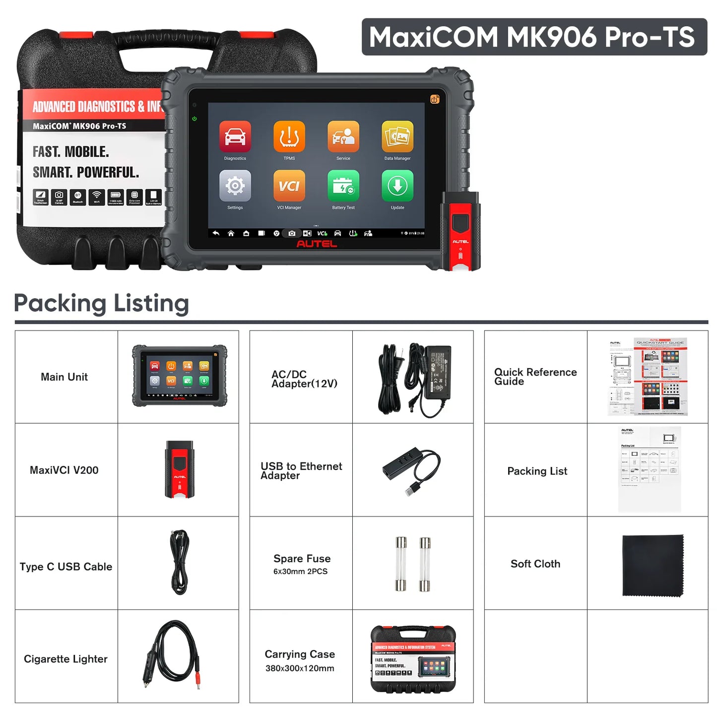 Autel MaxiCOM MK906Pro TS TPMS Functions, ECU Coding, Bi-directional Control, 36+ Services