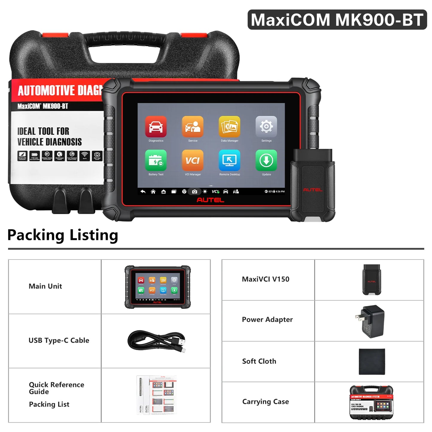 Autel MaxiCOM MK900BT MK900-BT Automotive Full System Diagnostic Scanner
